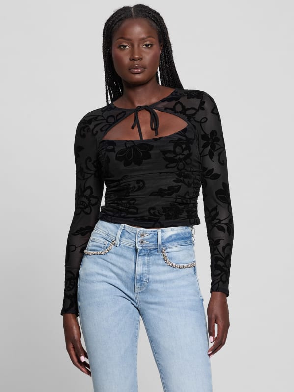 Tie front mesh top cheap