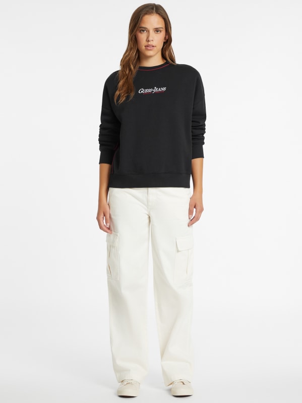 Oversized Contrast Piping Logo Sweatshirt GUESS Canada