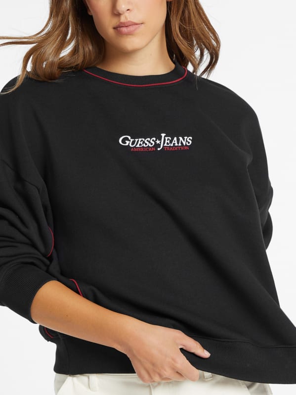 Oversized Contrast Piping Logo Sweatshirt GUESS Canada