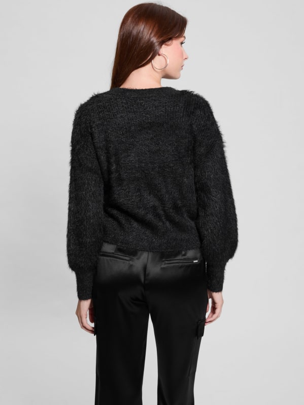 Black fuzzy sweater top