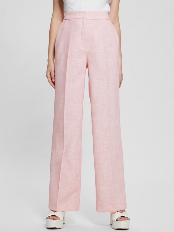 Hot Pink Elastic Waist Wide Leg Pants