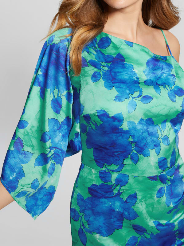 GUESS Eco One shoulder Sadie Dress Blue XS