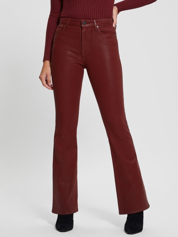 FRAME Le High Burgundy Flare Jean in Brown