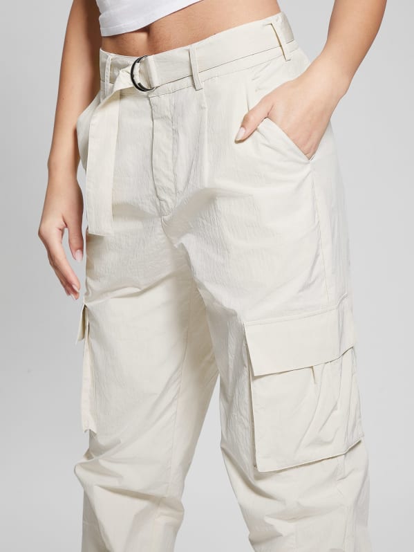 STRAIGHT FIT CARGO TROUSERS - Oyster White