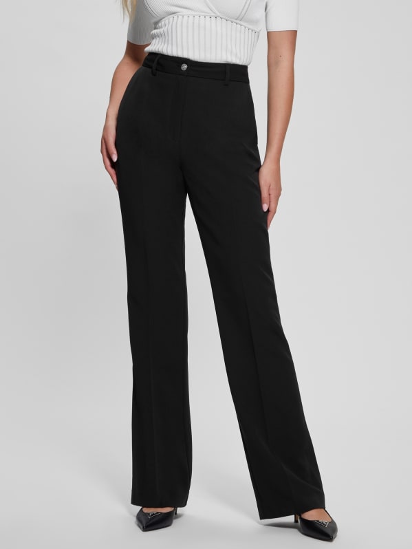 Women's Black Straight Trousers & Leggings