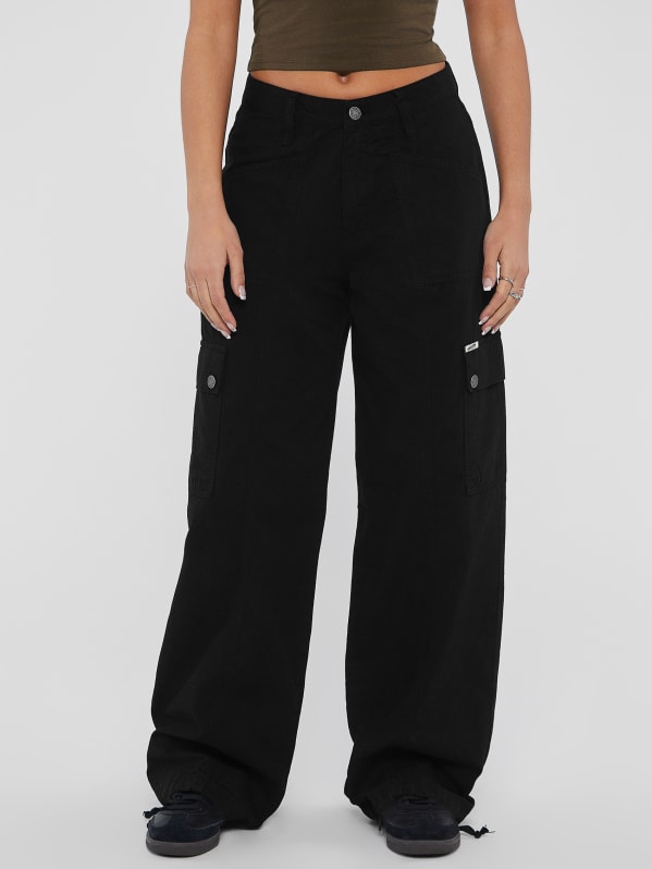 Buy Guess women pullon embroidered logo track pants black Online