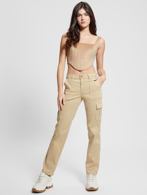 Cargo Women's Zip-Pocket Skinny Pants Beige 8