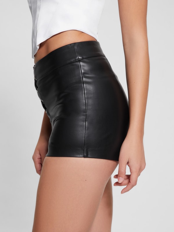 Marissa Faux Leather Lace Up Shorts GUESS