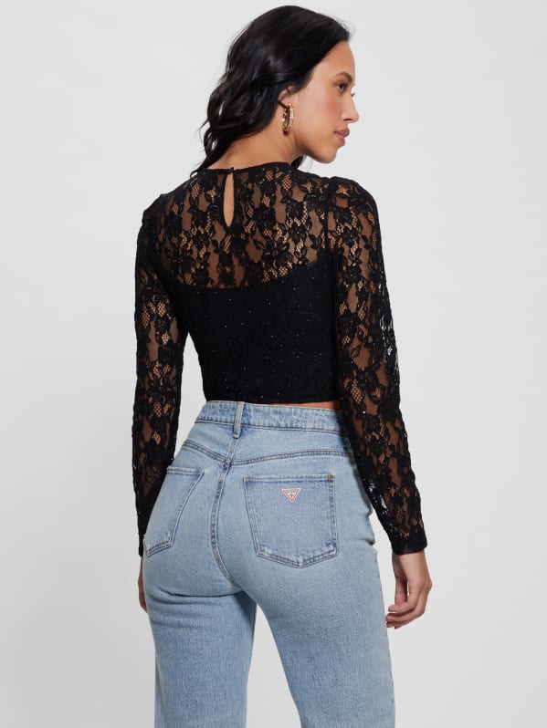 Guess black lace top discount