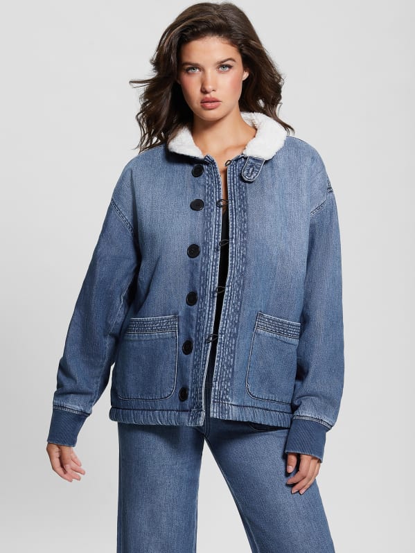 Lana Sherpa Lined Denim Jacket GUESS