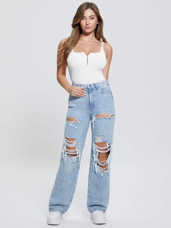 Eco 90s High Rise Destroyed Jeans GUESS
