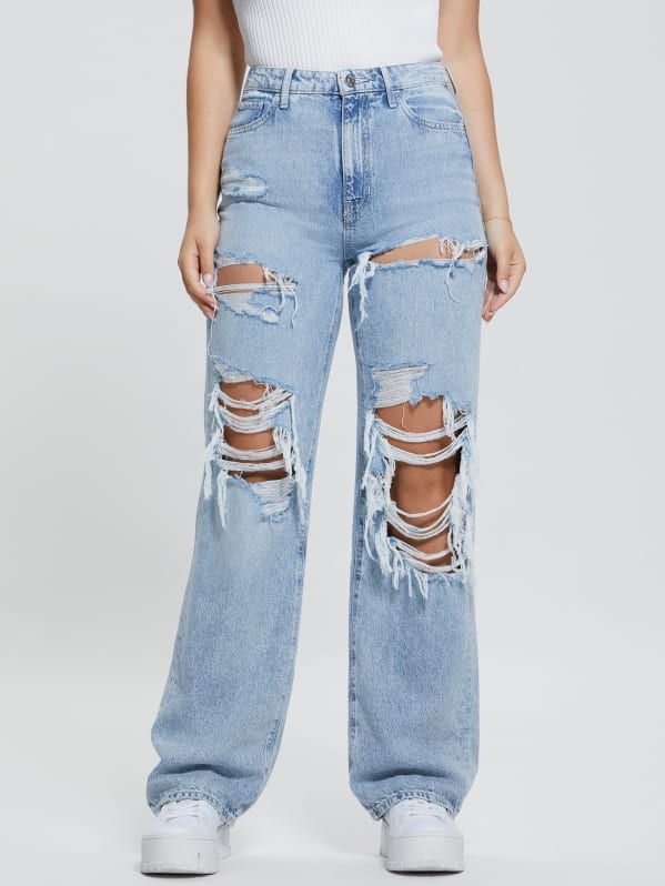 Eco 90s High Rise Destroyed Jeans GUESS Canada