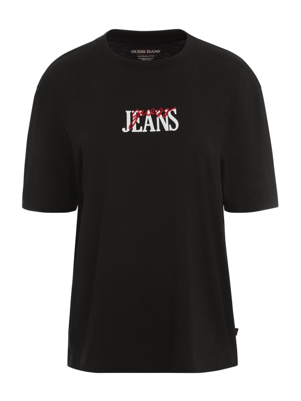 Guess black logo t shirt sales