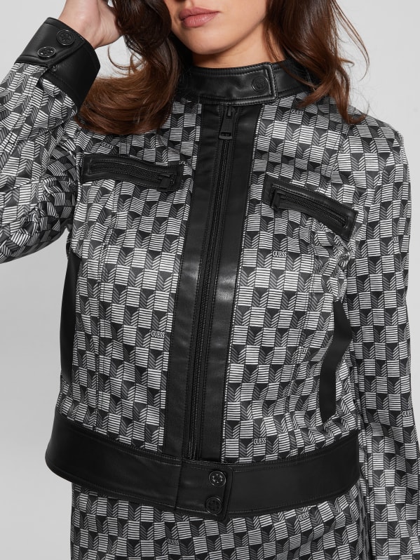 Guess jacket black and white hot sale