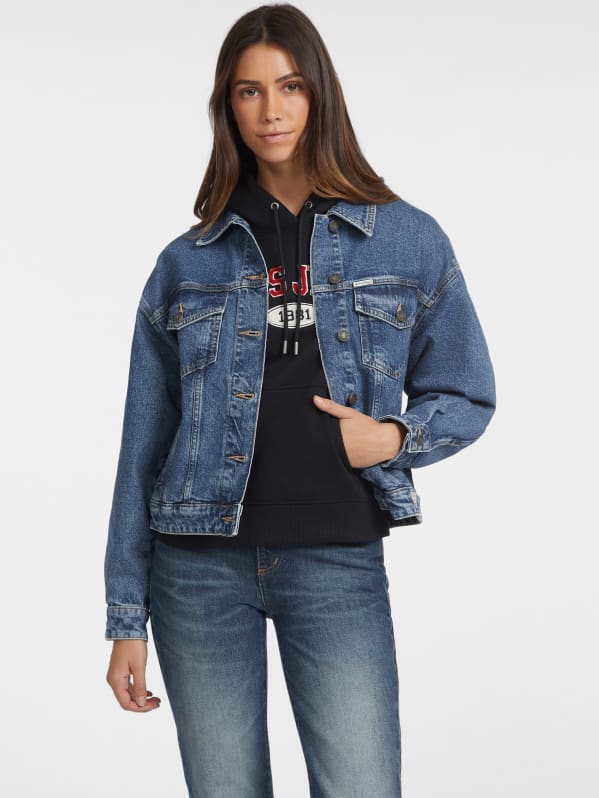 Oversized Denim Trucker Jacket GUESS Canada