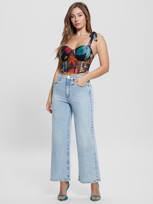 GUESS Eco Margot Mesh Corset Top Garden Glow Multi S