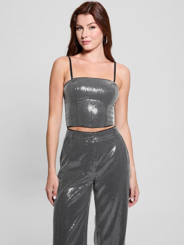 Sequin bustier crop top 2025