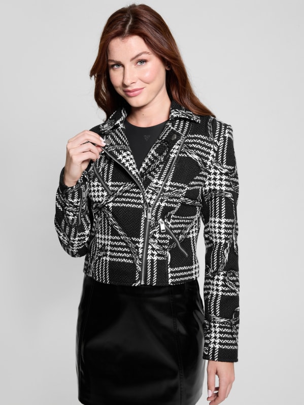 Dover Plaid Moto Jacket GUESS Canada