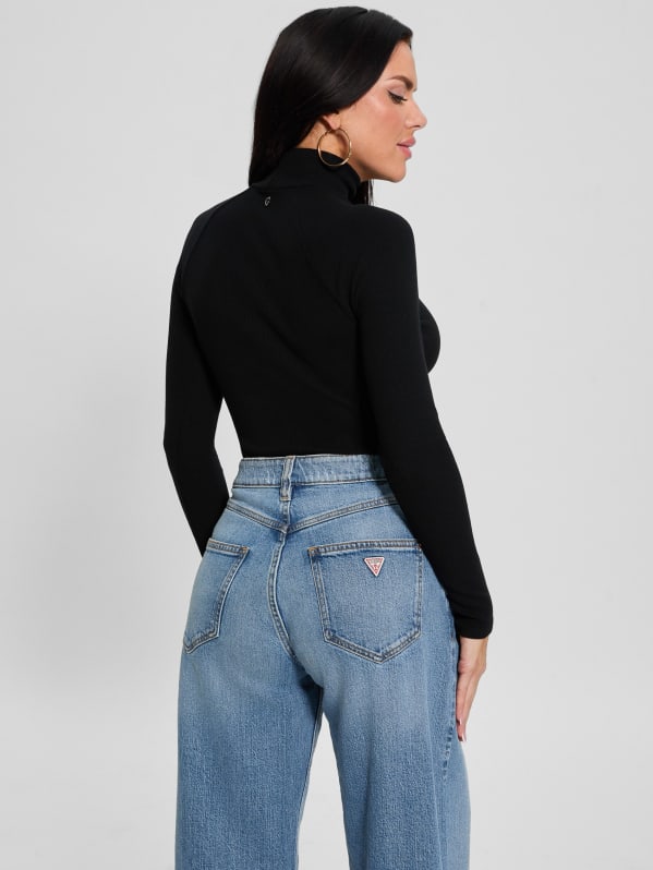 GUESS Cutout Ribbed Top Black M