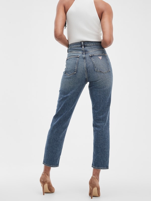 Eco Distressed High-Rise Mom Jeans