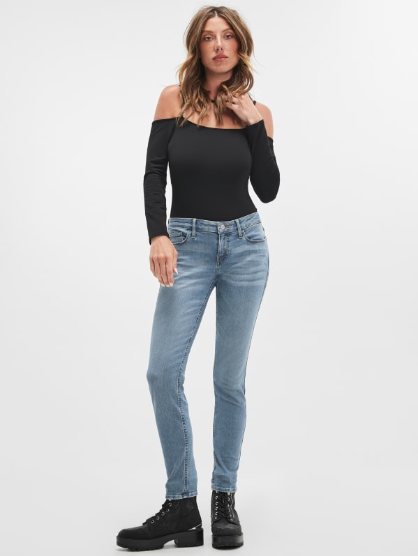 GUESS Low Rise Skinny Biker Jeggings In Light Rumble Wash, $128, GUESS