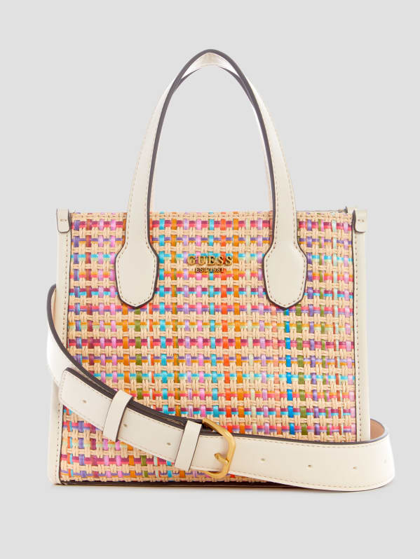 GUESS Silvana Medium Multi-Colored Straw Double Compartment Tote