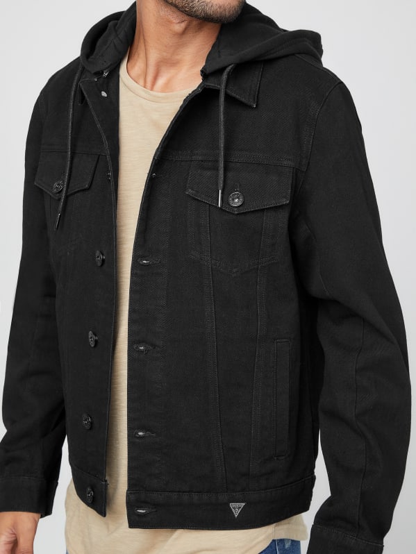 Guess denim jacket discount black