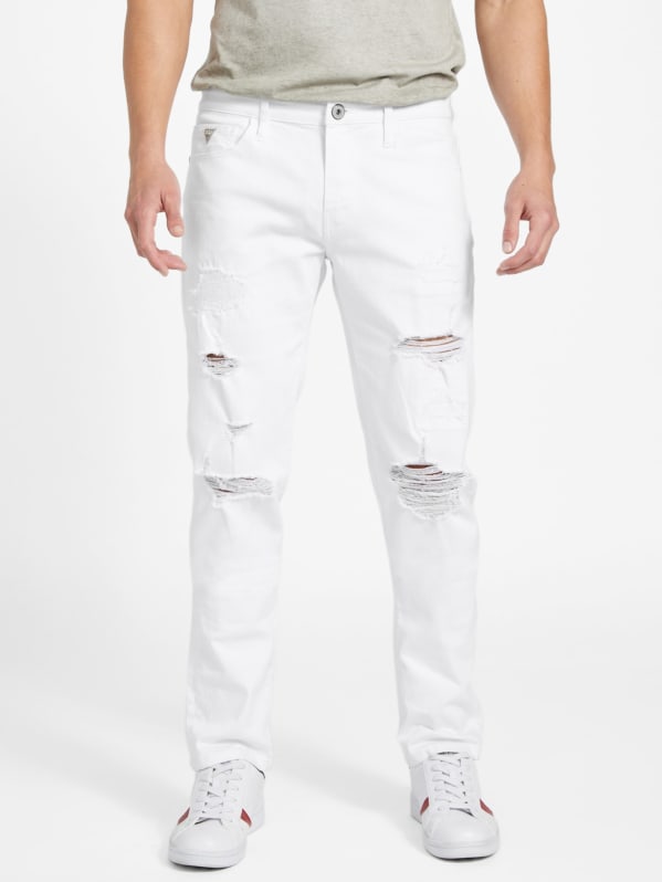 Guess white ripped jeans on sale