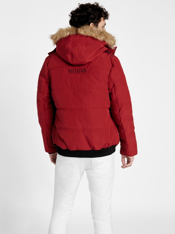 Guess red puffer jacket shop
