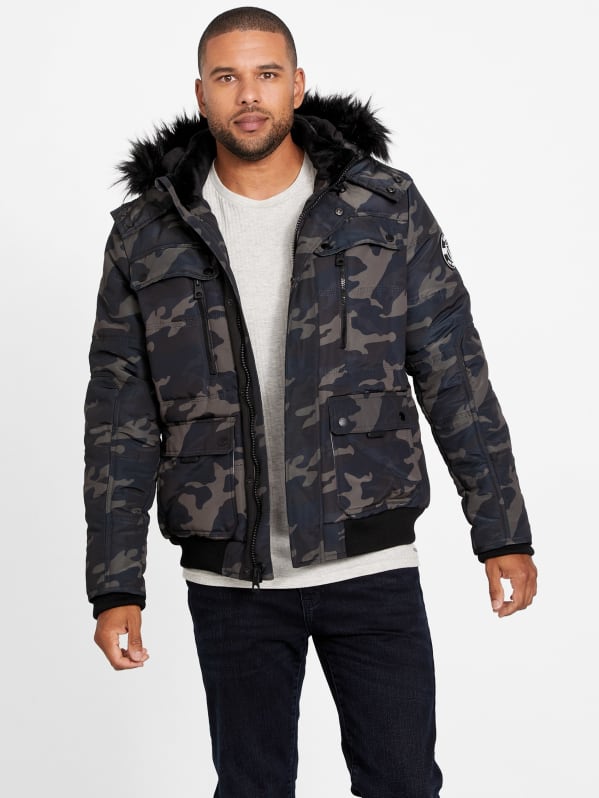 Guess camo cheap bomber jacket