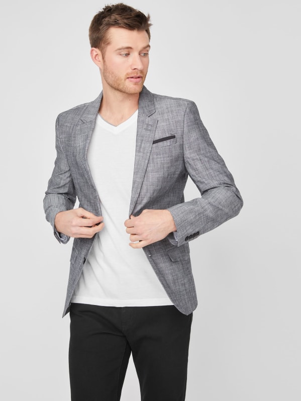 Men's chambray blazer cheap