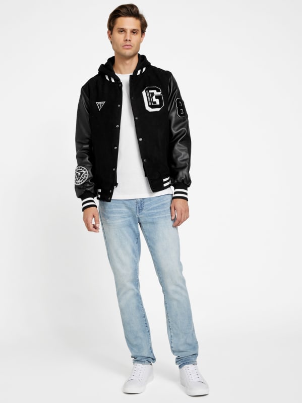 Guess men's hooded sales varsity jacket