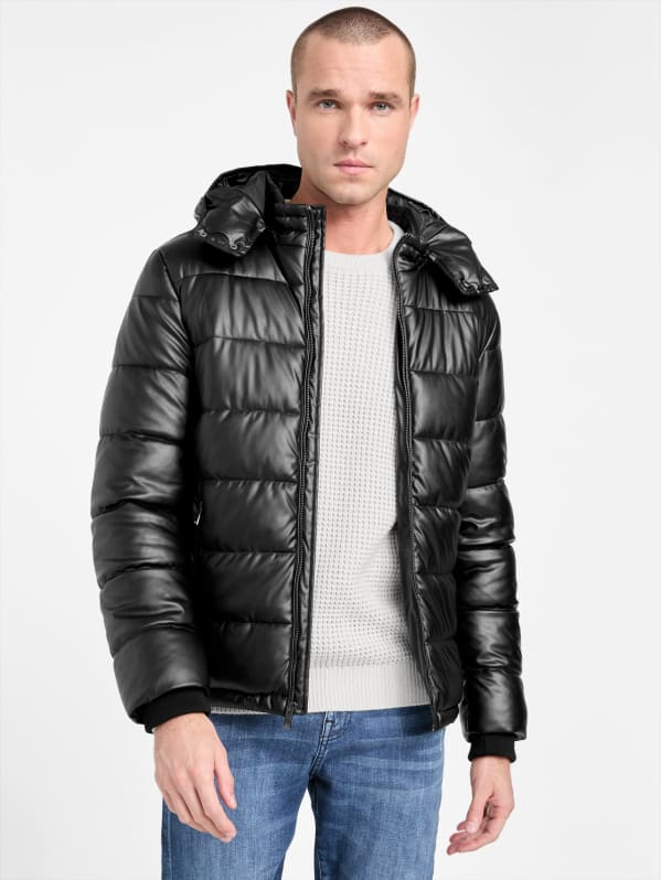 Alby Faux Leather Puffer Jacket GUESS Factory Ca