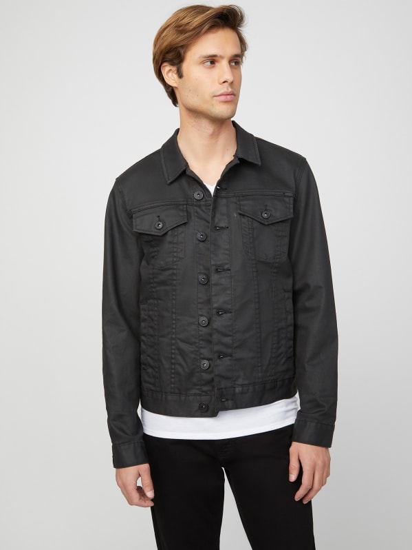 Black guess denim jacket discount