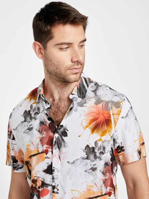 B91Xz Mens Shirts Casual Stylish Men's Hawaiianss Floral Shirts