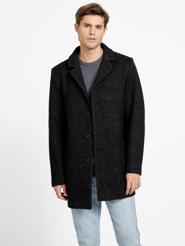 Guess double breasted wool blend coat sale