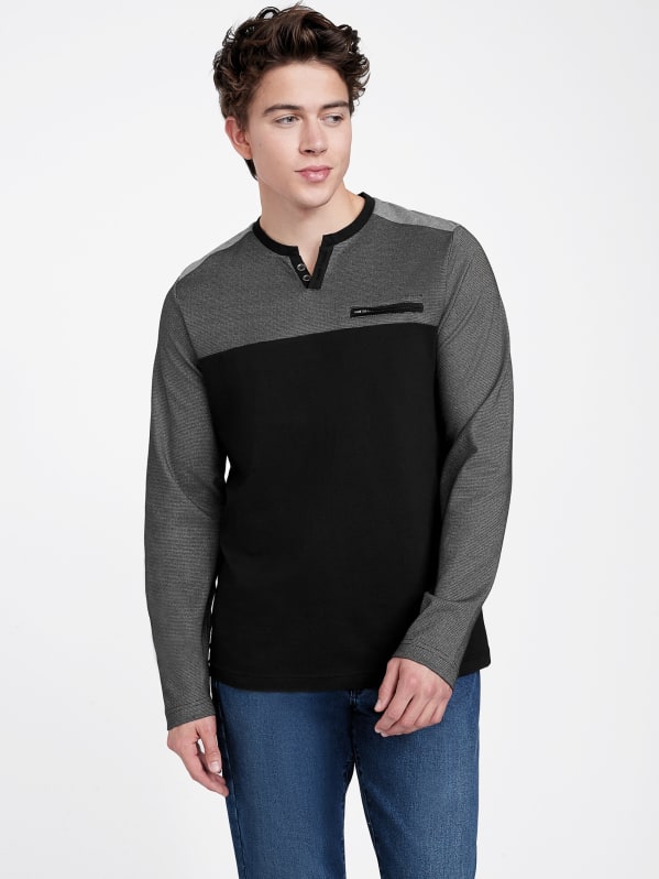 Karman Color Block Long Sleeve Tee GUESS Factory Ca
