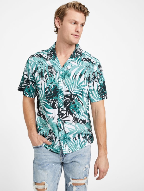 Guess hawaiian shirt discount