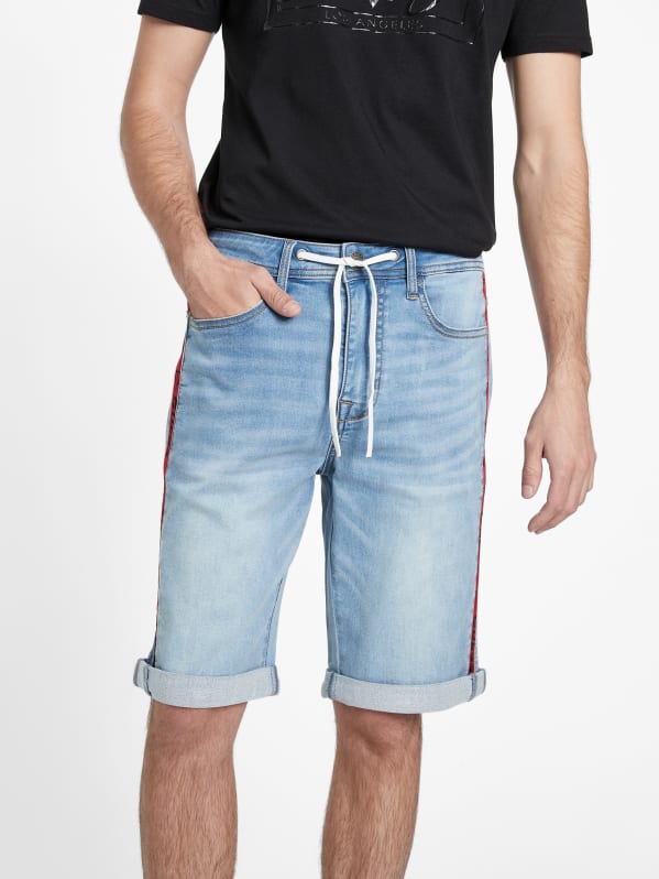 Drawstring denim cheap shorts mens