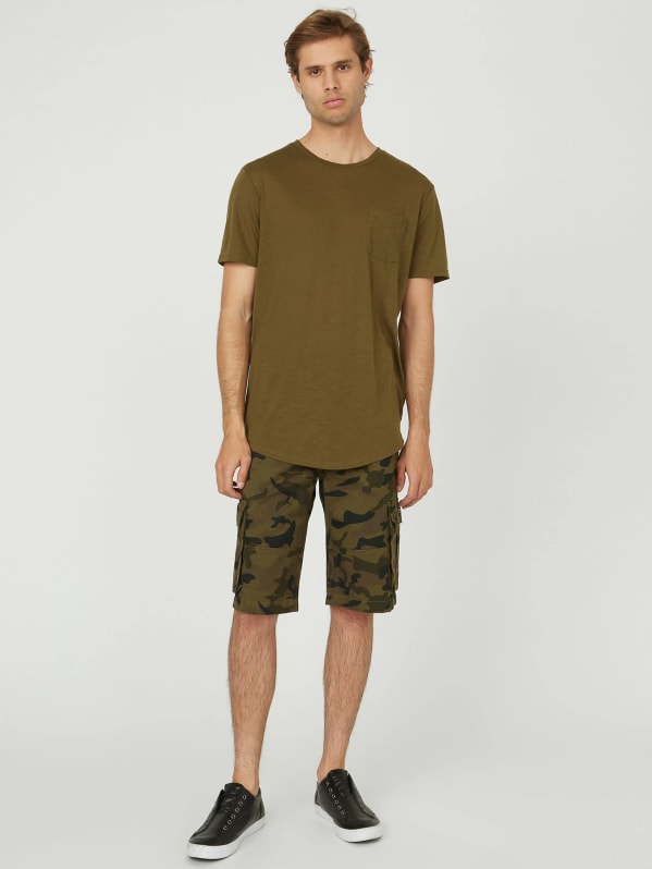 Factory Karl Camo Cargo Shorts Green 34
