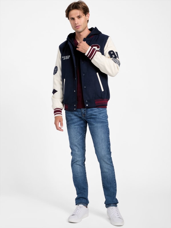 Guess hooded varsity jacket online