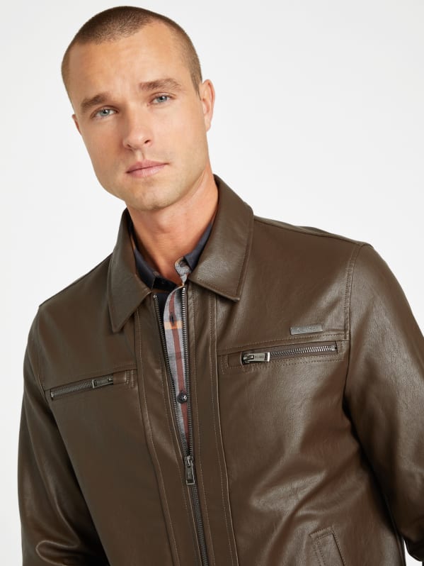 Faux leather jacket guess cheap