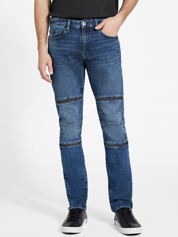 Slim tapered moto jeans discount