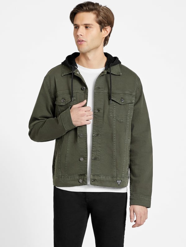 Brayden Hooded Denim Jacket GUESS Factory