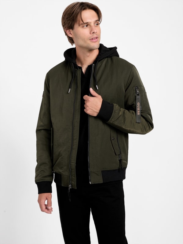 Guess hooded logo windbreaker shop