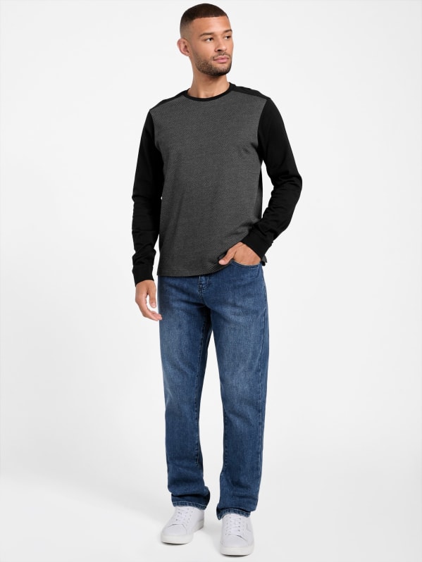 Asher Jacquard Long-Sleeve Tee | GUESS Factory Ca