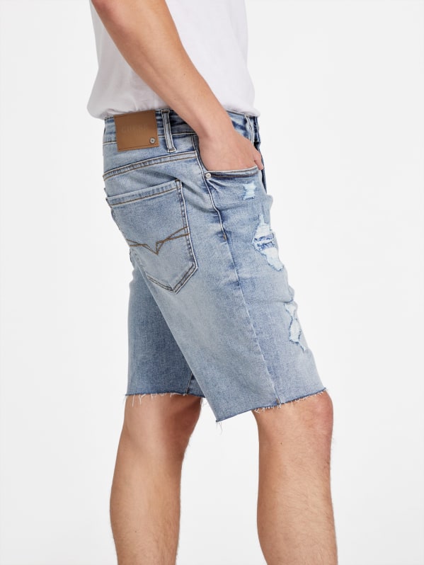 Factory Eco Quade Rip-and-repair Denim Shorts - Blue - 36