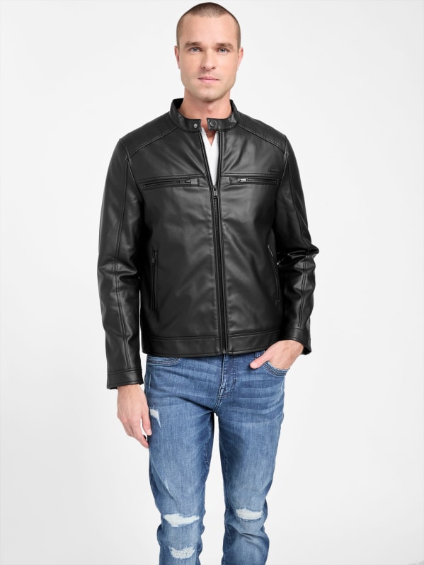 Mack Faux Leather Moto Jacket GUESS Factory