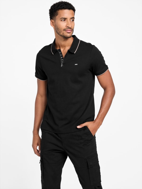Factory Andres Zip Polo - Black - L