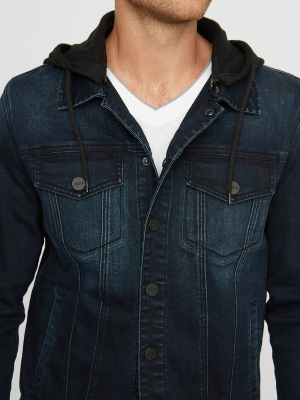 Vertix Hooded Super Stretch Denim Jacket | GUESS Factory